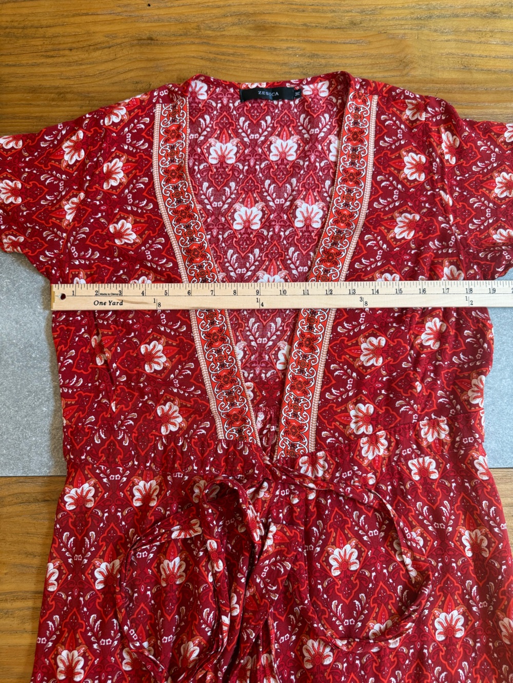 ZESICA Wrap V Neck Floral Ruffle Swing Mini Dress Beach Coverup Medium - Picture 5 of 9